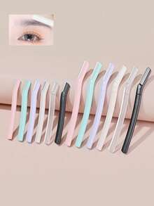 Bộ 10/20 dao cạo mặt và lông mày kèm lưỡi dao bảo vệ chính xác - Dao cạo cầm tay unisex, sản phẩm và phụ kiện cắt tóc chuyên nghiệp, vật dụng làm đẹp thiết yếu khi đi du lịch. - trắng - Xem 8