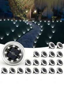Bộ 12 đèn năng lượng mặt trời đặt dưới đất, 8 bóng LED, đèn đường năng lượng mặt trời - Chống nước IP44, đèn chiếu sáng cảnh quan ngoài trời cho lối đi, vườn, sân, bãi cỏ và đường lái xe - Kèm 8 bóng đèn LED năng lượng mặt trời. - Nhiều màu - Xem 2
