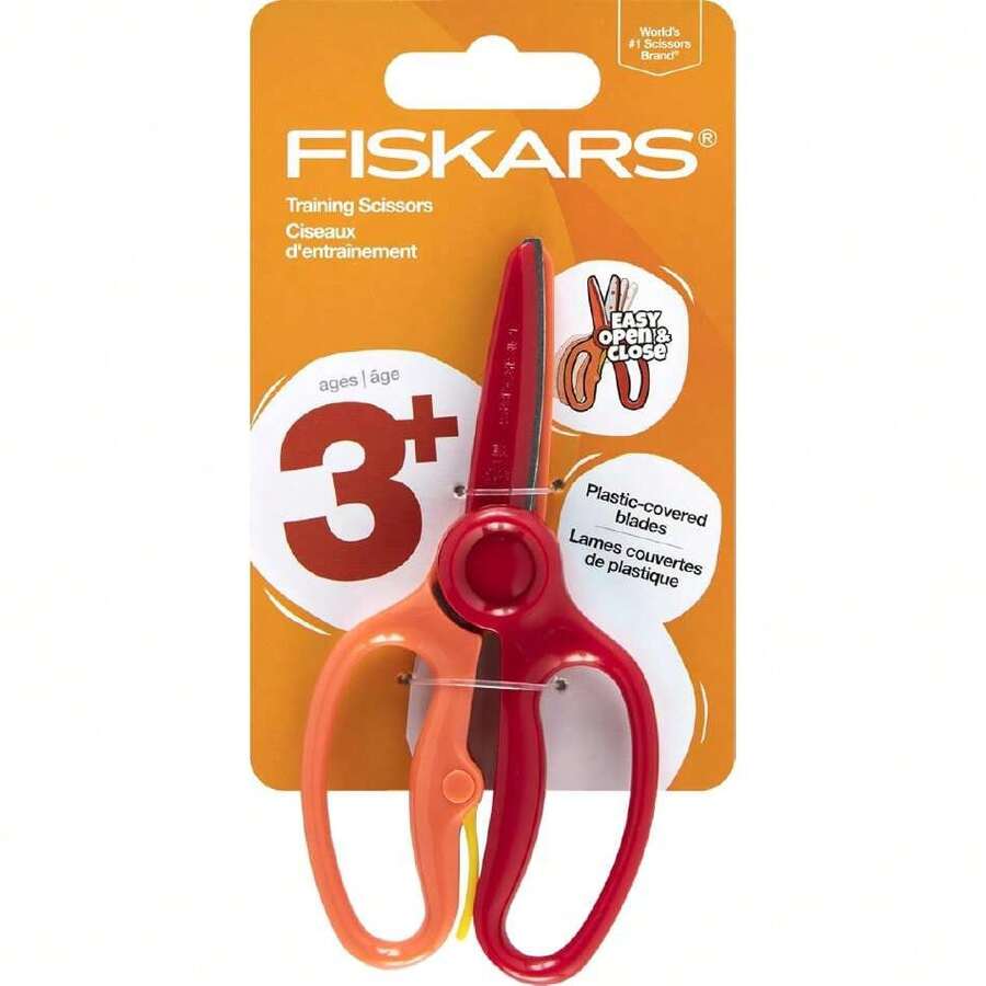 Training Scissors for Preschoolers Ages 3+, Small Kids Safety Scissors with Training Lever, Easy to Use, Preschooler Art Supplies, Back To School, Red,37327001 - Multicolor - Ver 1