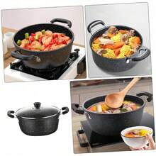 26CM Non-Stick Soup Pot Maifanite Soup Pot Handle Small Saucepan For Cooking Pan - Black - View 4