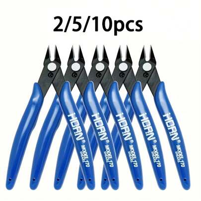 2/5/10 pièces Lot de 10 coupe-fils de 5 pouces - Pinces coupe-ras de précision, en acier, résistantes à la rouille, mini-coupe-côtés pour électronique, attaches de câbles, artisanat, kits de modèles
