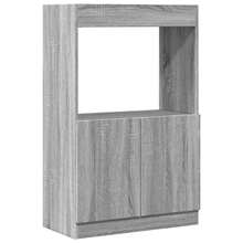 Larryhot Credenza Grigio Sonoma 63x33x100 cm in Truciolato, Facile da assemblare, dall'estetica elegante e raffinata, pratica per riporre gli oggetti, la scelta ideale per l'organizzazione e la decorazione domestica - Grigio - Visualizzare 2