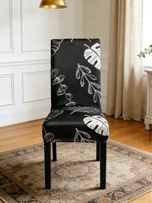 1pc Digital Printed Milk Silk High Back Chair Cover, Tropical Plant, Stretch Dustproof Whole-Piece Removable & Washable Chair Slipcover For Living Room, Dining Room, Bedroom, Study - Multicolor - View 5