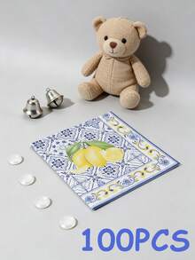 40pcs 13"X13" Disposable Party Napkins, Vintage Blue & White Floral + Fresh Lemon Pattern, Summer Theme Party Decor Napkins, Suitable For Picnic, Girls' Gathering, Family Dinner, Kids' Birthday - Multicolor - View 9