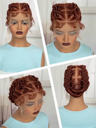 A ANYTIME [Peluca sintética resistente al calor] Peluca sintética de encaje completo elegante y resistente al calor de alta densidad para mujeres - Estilo trenzado negro versátil