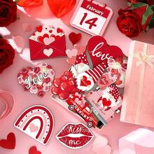 12 Handmade Wooden Valentine's Day Decorations - The Perfect Gift For Couples, Rustic-Style Love-Themed Tree Ornaments, Wall And Door Decorations, Festive Wooden Hanging Ornaments With String (No Batteries Required). - 12件 - 查看 2