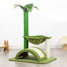 Árbol de gato interior, gran torre del árbol del gato con el poste de rascado del gato, condominio del gato y hamaca profunda, gato gato árbol de actividad, verde - Verde - Ver 7