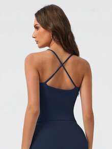 Sodalemon Women Training Fitness 3PCS Tank Top Set Sleeveless Spaghetti Strap Cross Back Athletic Gym Wear Outdoor Casual Padded Yoga Sport Tank Top Summer - Multicolor - View 5