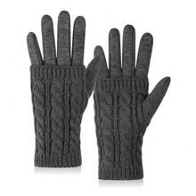 Becellen 2in1 Handschuhe Damen, Elegante Warm Winterhandschuhe Touchscreen Fingerhandschuhe mit Abnehmbaren Strick Armstulpen - Dunkelgrau - Übersicht 1