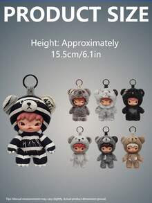 Caja ciega de llavero de peluche de la colección Hirono Road de POP MART, figura colgante de oso adorable con disfraz, juguete de peluche coleccionable, regalo (1 caja ciega) - Multicolor - Ver 9