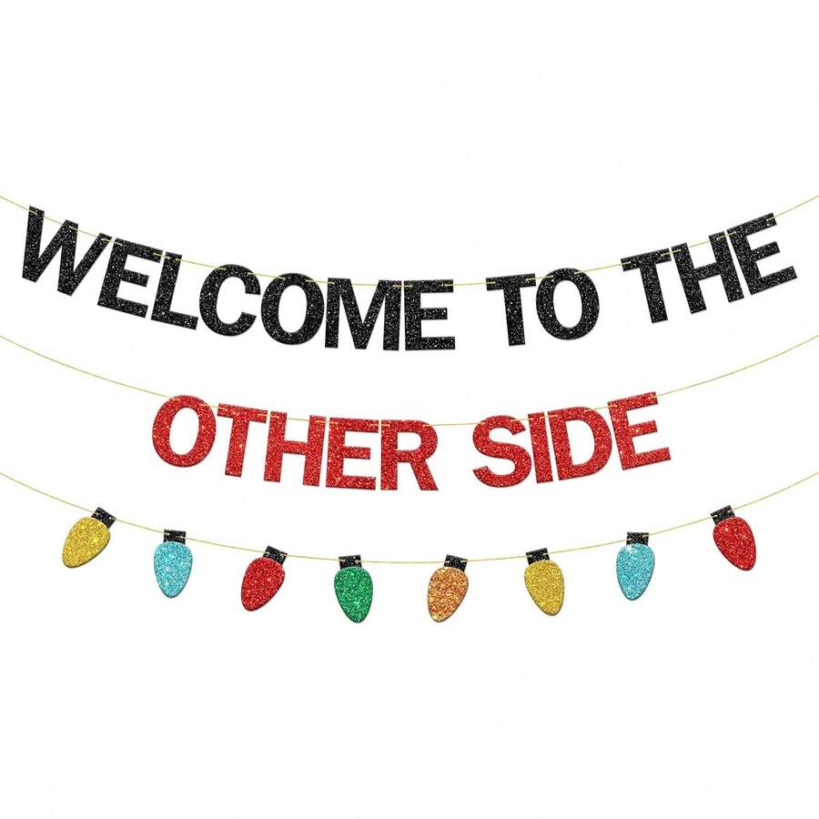 Welcome To The Other Side Banner Stranger Themed Decor For Halloween Stranger Party Home Room Decoration Supplies - 多色 - 查看 1