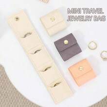 Bolsa de almacenamiento de joyas plegable mini para aretes y collares, organizador de joyas portátil para viajes con múltiples compartimentos, estuche compacto para empaquetar joyas para viajes, almacenamiento en el hogar, organización diaria y protección de accesorios para mujeres - Multicolor - Ver 2