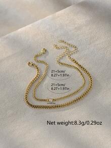 Nooxian 2件套夏季假日时尚简约立方氧化锆金色链条脚链套装（女士） - 金黃色 - 查看 5