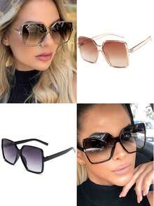 1 Pair/2 Pairs Women's Square Frame Fashion Glasses - Multicolor - View 9