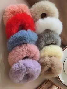 10 phụ kiện tóc mềm mại đáng yêu cho nữ, hoàn hảo cho trường học, ngày lễ và trang phục hàng ngày Dây buộc tóc Scrunchy Dây buộc tóc - Nhiều màu - Xem 8