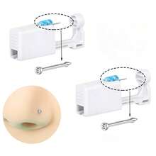 Kit de perforación de nariz, pistola desechable para perforación de nariz, herramienta de perforación estéril, pistola para perforación de nariz para uso en casa - Multicolor - Ver 5