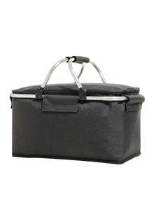 1个可折叠野餐篮/购物篮，大号保温篮，带两个提手，防水内衬，适用于海滩、露营、购物 - 彩色 - 查看 14