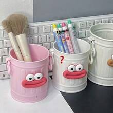 Soporte de plástico minimalista para bolígrafos, taza de almacenamiento de bolígrafos de gran diámetro divertida, gran capacidad para estudiantes, escritorio de dormitorio y almacenamiento de oficina de material plástico creativo, incluye decoración de gran diámetro aleatorio, temporada de vuelta a clases - Multicolor - Ver 1