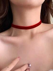 1pc Minimalist Chic Black PU Choker, Versatile Neck Band/Necklace, Suitable For Daily Wear - Black - View 14