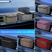1 Glittering Luxury Ashtray Creative Covered Air Outlet Hanging Type Car With Covered Car Ashtray, Suitable For Cars, Homes, Offices - Multicolor - View 2