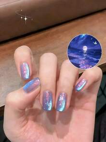 Y2K闪亮猫眼粉星空指甲油，彩色星系全息猫眼指甲油，沙龙美甲，DIY居家美甲 - 彩色 - 查看 3