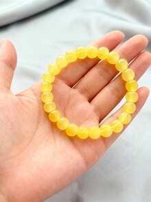 1 pieza Pulsera de cuarzo amarillo sintético hecha a mano, regalo perfecto para hombres y mujeres, accesorio de uso diario, adecuado para todas las festividades, Navidad, Día de San Valentín - Multicolor - Ver 5