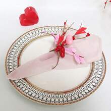 Valentine's Day Heart Napkin Rings Rromantic Simulated Floral Napkin Holders For Dining Table Wedding Party Home Decor - Pink - View 2