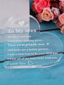 1pc Husband/Boyfriend Father's Day, Anniversary, Birthday, Valentine's Day, I Love You Plaque Decor, Engagement, Wedding (Note: Product Is Packaged In A Bag With Transparent Side As Front. There Is A Protective Film On Front To Prevent Scratches, Which Needs To Be Removed Before Use) - Multicolor - View 3