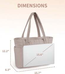 Puffer Tote Bag With Cup Holder & Laptop Compartment & Trolley Sleeve For Travel, Work, Nurse, Women - Camel - View 5