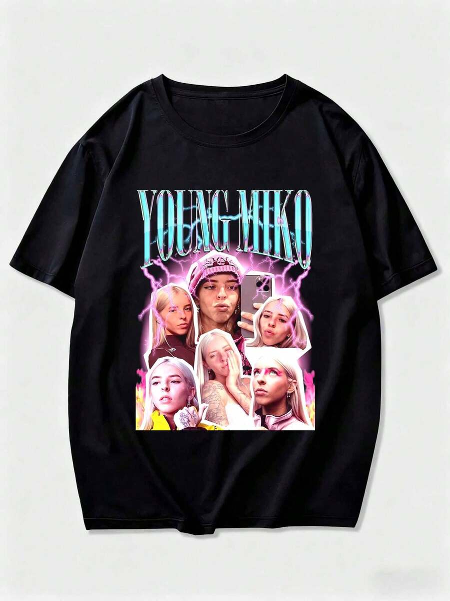 Camiseta de Young Miko para Fans con Diseño Electrizante - Negro - Ver 1