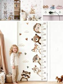BRUP 1/2/3 Sheets Cute Forest Animals Growth Chart Wall Sticker For Kids Room , Removable Height Measurement Ruler Decal For Nursery Baby Room - Multicolor - View 1