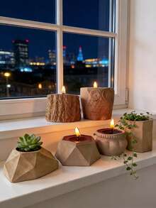 1pc Geometric Flower Pot & Candle Holder 2-In-1 Silicone Mold - Easy Release Reusable For Resin/Cement/Plaster, Home Decor DIY Gift For Valentine's Day/Mother's Day/Christmas - White - View 7