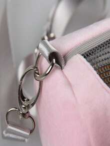 1pc Portable Hamster Backpack, Available In Pink And Gray, Soft, Comfortable And Breathable Hamster & Small Pet Travel Carrier Bag, Suitable For Hamsters, Rabbits, Squirrels And Other Small Animals, Comfortable Round Design - Perfect For Taking Pets To The Vet And Outdoor Adventures