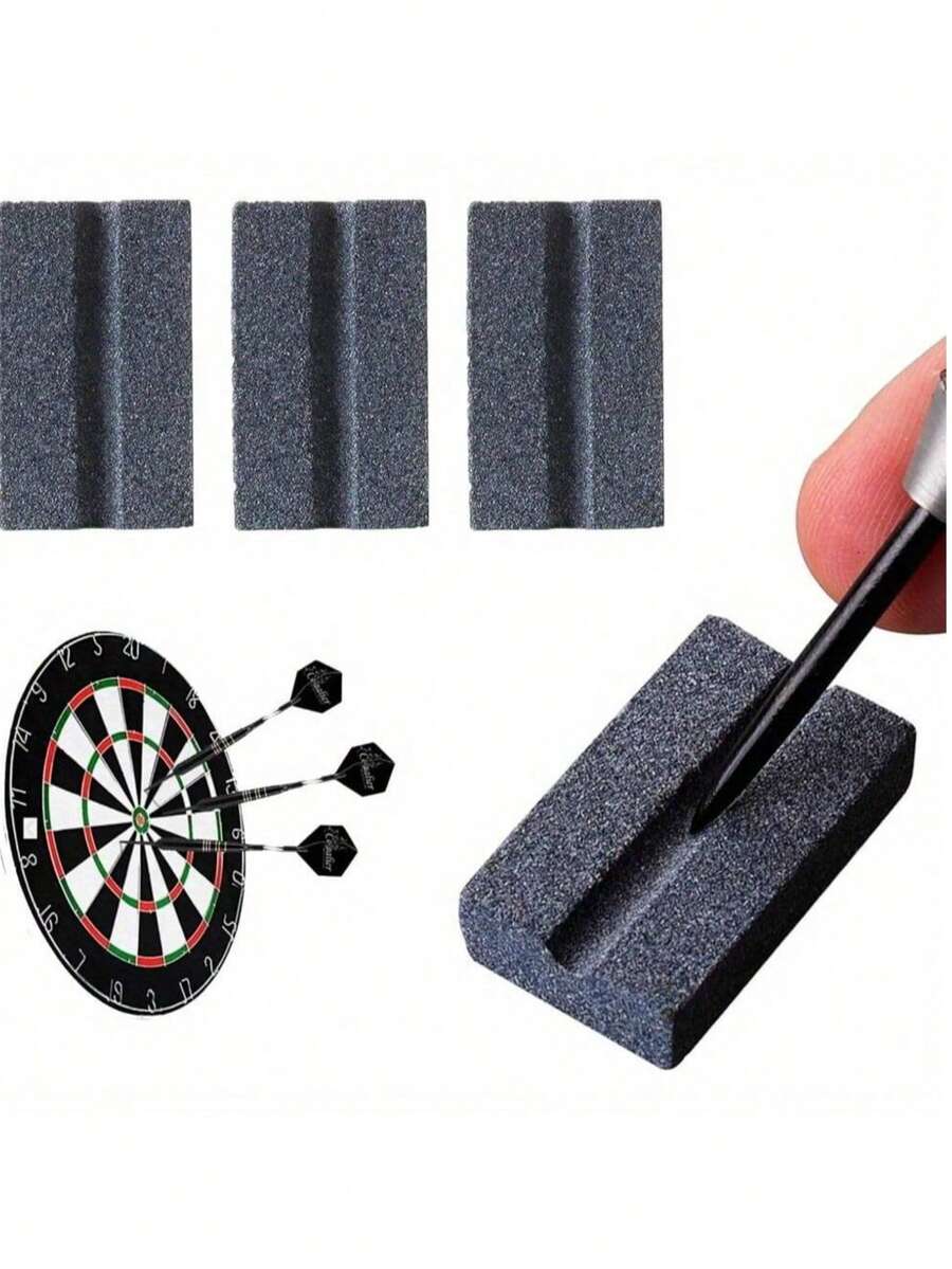 3pcs Dart Sharpener Set - V-Shaped Sharpener, Sharpening Stone, Dart Accessories, Metal Dart Tips, Dart Tools