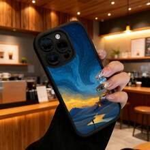 Funda de teléfono de moda, compatible con varios modelos de ,  y , diseño de arte de paisaje de cielo estrellado para fundas de teléfono, protector de teléfono para modelos de ,  y , regalo de funda de teléfono para pareja, regalo de vacaciones para novio o novia, este es un regalo popular para amigos o socios, adecuado para ocasiones de negocios. Duradera, resistente a las manchas y a las huellas dactilares, esta nueva funda para teléfono de hombres y mujeres es un gran regalo. - Café integral - Ver 6