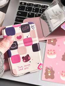 2 Stücke - Süßer Bär faltbarer Make-up Spiegel, kompakter tragbarer Mini Make-up Spiegel, Reise- und Camping-Essentiell für Frauen, perfektes Urlaubsgeschenk - Verschiedenfarbig - Übersicht 2