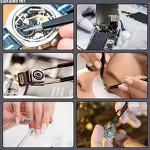 6件套不锈钢镊子套装，防静电不锈钢镊子套装 - 适用于工业维修、家庭DIY和模型制作的灵活精密工具 - 弧形设计，可用于电子产品维修、焊接和美甲，防静电安全设计，符合人体工程学手柄 - 黑色 - 查看 8