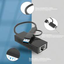 USB To Ethernet Adapter, Compact & Plug And Play Portable 2-In-1 USB 3.2 Type-A/Type-C To 2500Mbps RJ45 LAN Converter, Compatible With Microsoft Windows, MAcOS, IPadOS And More-Black, For Laptop, Tablet - Black - View 4