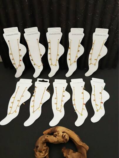 Set de 6 piezas - Pulsera de acero inoxidable resistente al agua e hipoalergénica - Múltiples estilos - Con cuentas, estrellas, gemas - Adecuado para mujeres, decoración de estrella brillante ajustable, joyería minimalista y elegante, esencial para vacaciones de verano, fiesta de piscina y atuendos casuales - Regalo perfecto para niñas jóvenes, diseño delicado y metal de alta calidad.