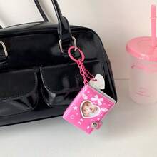 Álbum de fotos mini de 3 pulgadas con diseño de corazón hueco al estilo K-Pop, álbum de fotos mini, libro de almacenamiento de tarjetas, con colgante, llavero DIY y pegatinas - Libro de almacenamiento - Ver 4
