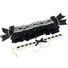 2件套女仆头饰+颈带，日式蕾丝蝴蝶结头饰，发夹，甜美天使街头派对头饰 - 彩色 - 查看 26