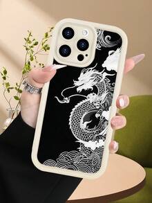 Funda de teléfono minimalista y gruesa a prueba de caídas con diseño de dragón blanco en estilo asiático tradicional, look elegante para amantes de la mitología y el arte clásico, ideal para quienes buscan poder simbólico y estética refinada, compatible con Apple 17/16/15/14/13/12/11/Pro/ProMax,compatible con Galaxy A34/A35/A54/A55,Galaxy S20/S21/S22/S23/S24/S25 Ultra/Plus,compatible con Moto/Galaxy/Redmi/Honor/OPPO Soft - Blanco - Ver 2