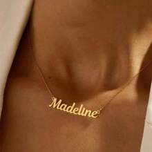 1pc Custom Shiny Frosted Name Necklace, Personalized Heart Name Necklace, Custom Name Stainless Steel Necklace, Personalized Pendant, Casual Style Suitable For Middle School, High School, College Students, Customized Text Necklace, Showcase Your Charm, Jewelry, Seasonal Selection - Nhiều màu - Xem 12