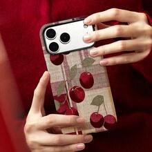 Funda de Teléfono a Cuadros Rojo Cereza, Diseño de Doble Capa a Prueba de Golpes, Duradera y Compatible con los Modelos  17, 16, 15, 14, 13, 12, 11, 8, 7, X, XS, XR, Plus, Air, Pro, Max, SE3, SE2.Regalo de vacaciones perfecto - Colores mixtos - Ver 7