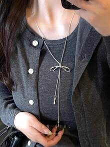 1pc Adjustable Stainless Steel Silver Butterfly Pendant Necklace, Suitable For Daily Wear And As A Gift For Lover, Mother