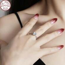 925纯银1克拉莫桑石三件套首饰 - 戒指、项链吊坠、耳环，附带GRA证书 - 銀色 - 查看 3