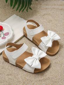 Giày sandal La Mã hở mũi chống trượt, đế mềm, màu trắng, nơ to, kiểu dáng mới cho bé gái mùa xuân/hè, thời trang và đa năng. - trắng - Xem 4