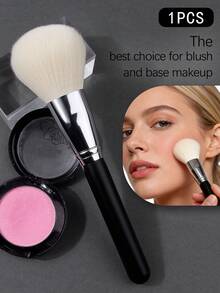1pc Large Fluffy Soft Face Blush Brush/Powder Brush/Contour Brush/Bronzer Brush, Wooden Handle Makeup Brush, Cosmetic Tool - Black - View 8
