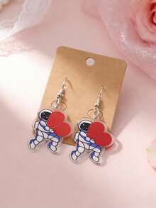 1 Pair Acrylic Heart, Leopard Print And Red Lip Pattern Earrings, Sweet Style, Suitable For Women To Wear At Parties, Also Can Be Used As Holiday Gifts - Multicolor a - View 10