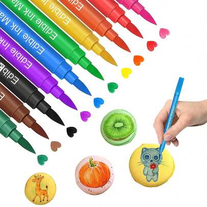 Färgglada markörer, kakdekorationspennor, blandade spetsstorlekar, lämpliga för gör-det-själv-fondanttårtor, festdekorationer, målning och skrivning